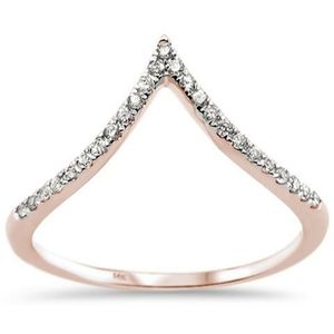 .13ct 14kt rose gold diamond Chevron v shape ring